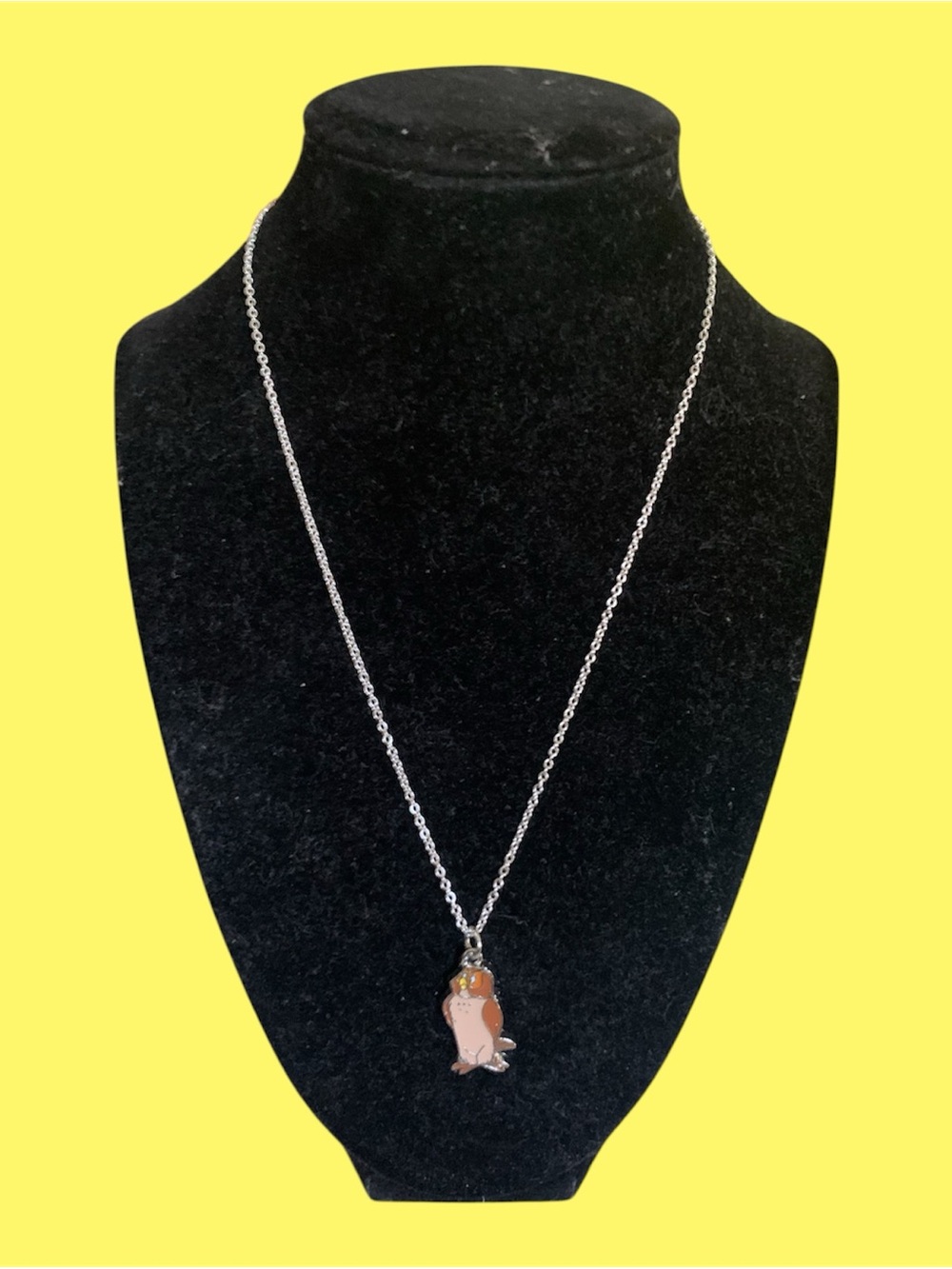 Disney Winnie the Pooh Owl Enamel Pendant Silver Tone Chain Necklace